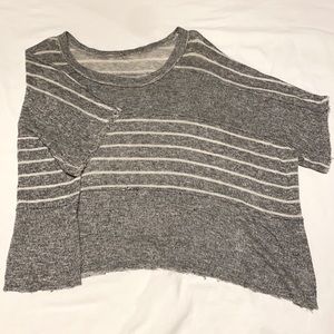 Free People Striped Knit Boxy Boatneck Top